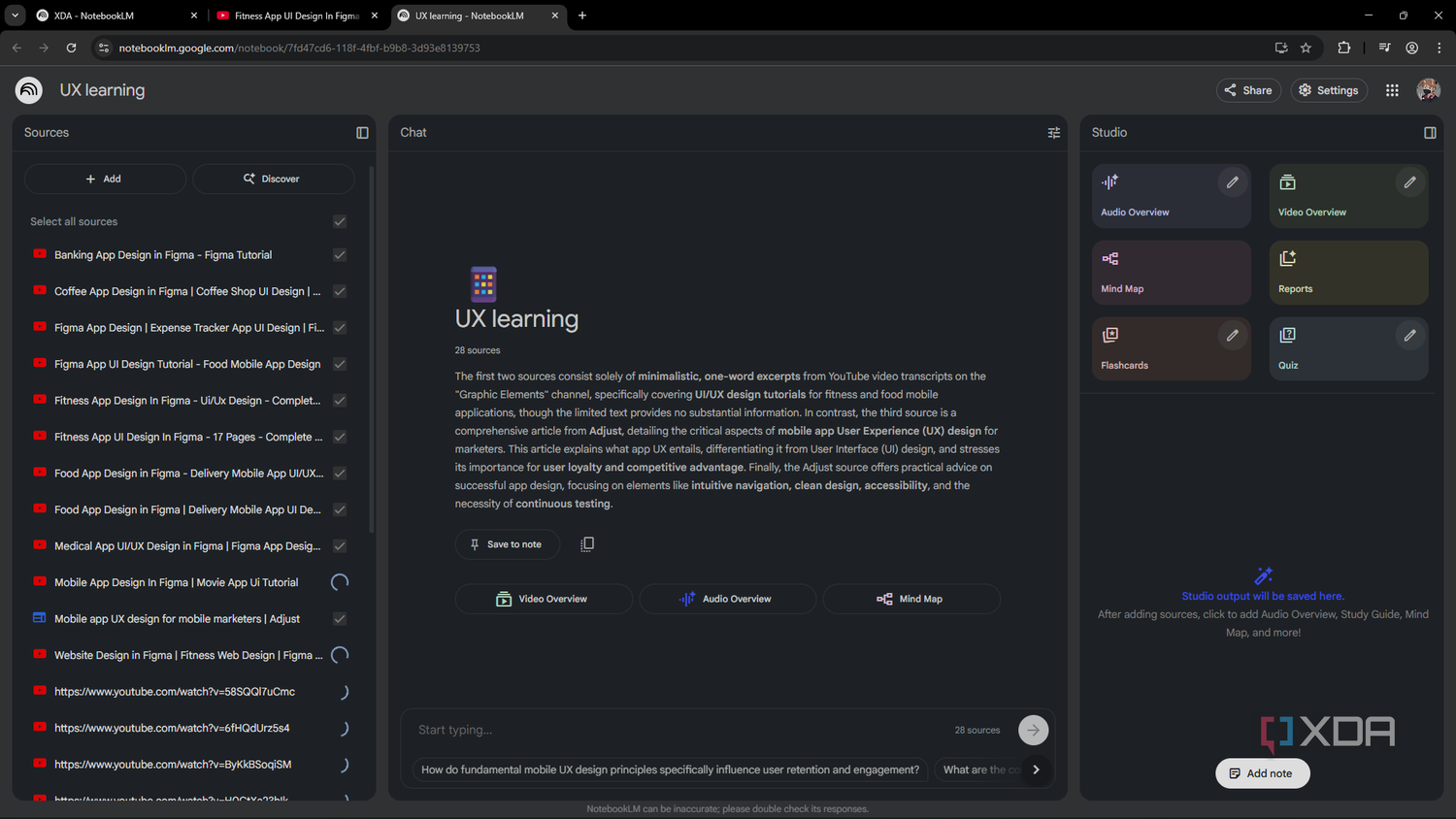 Viewing sources in NotebookLM notebook that were added with YouTube to NotebookLM extension