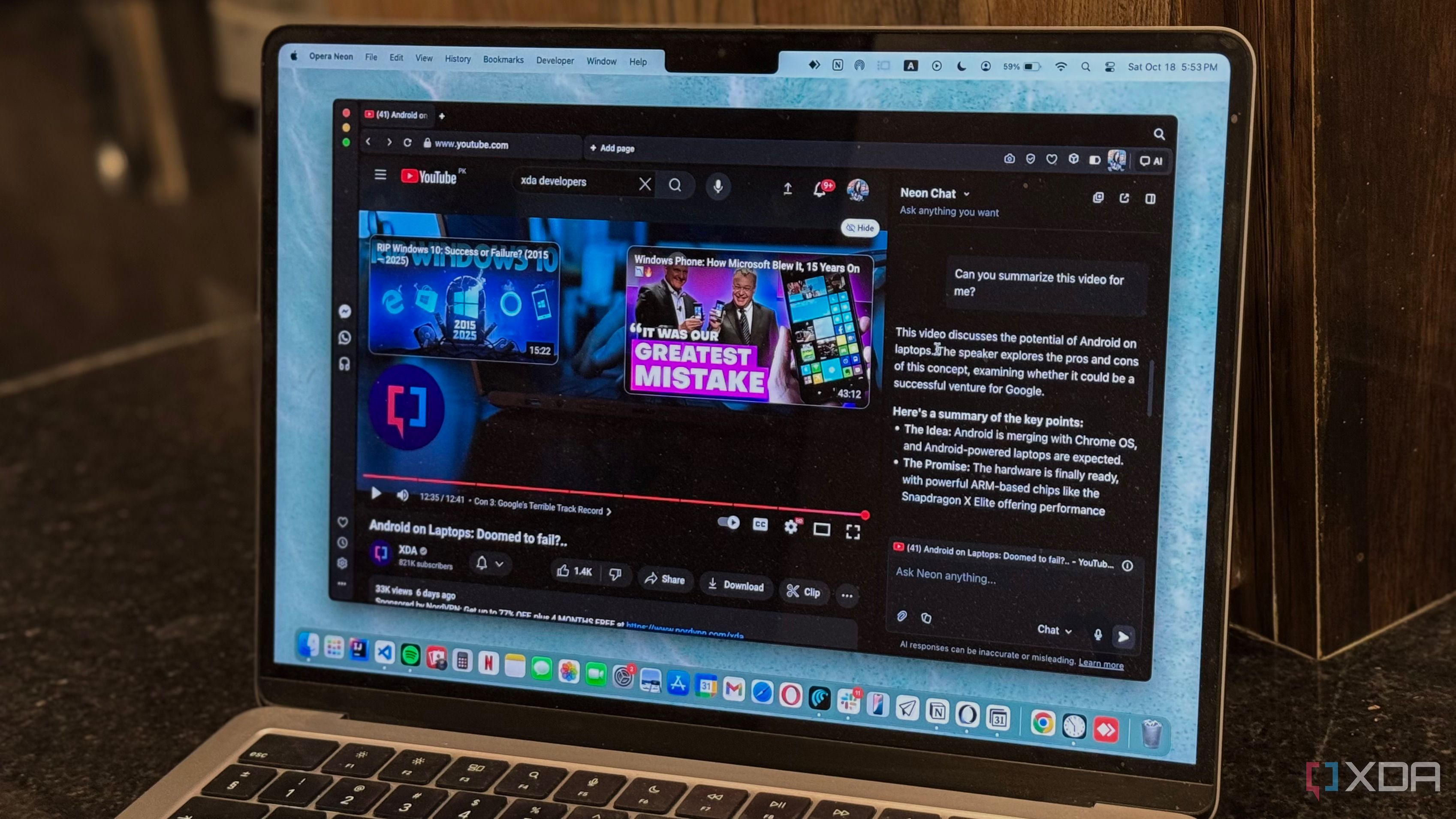 Watching YouTube on an AI browser