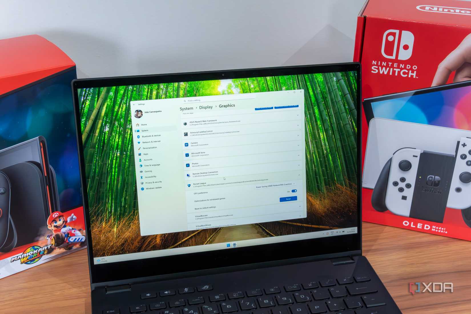 A Windows 11 laptop showing graphics settings in the Settings app