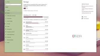 Screenshot showing Windows storage break-up on C drive on Windows 10