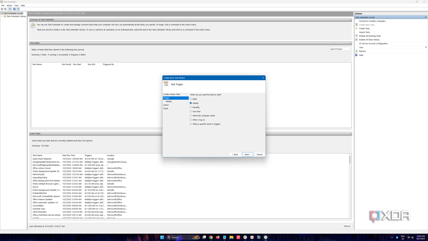 Defining task trigger frequency in Windows Task Scheduler