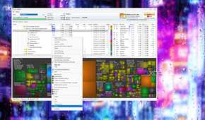 Screenshot of a WizTree window showing storage analysis and additional options