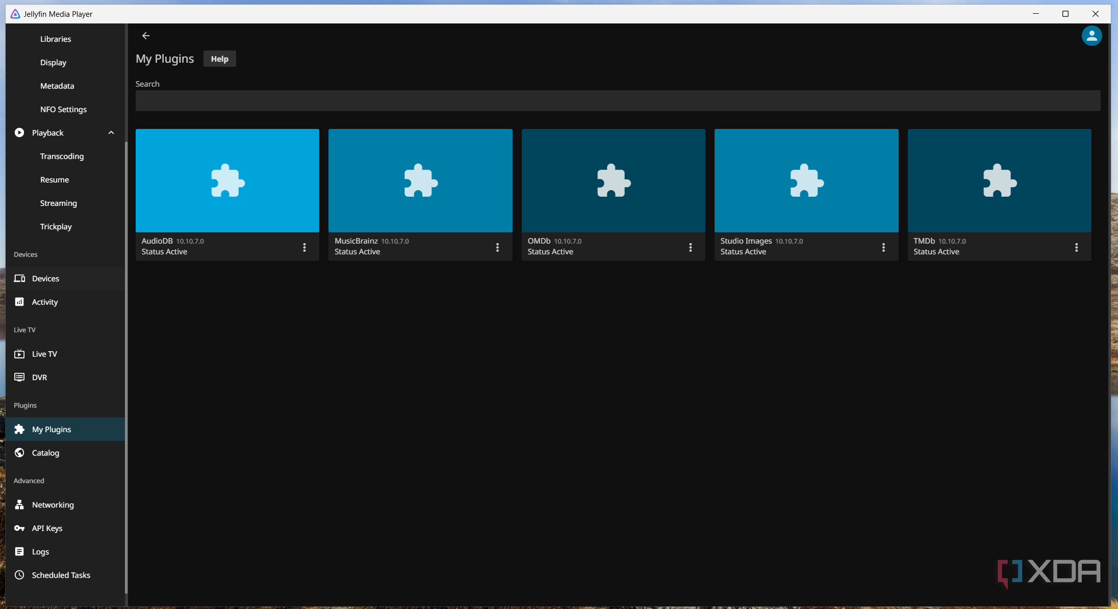 A screenshot of Jellyfin server's installed plugin page.
