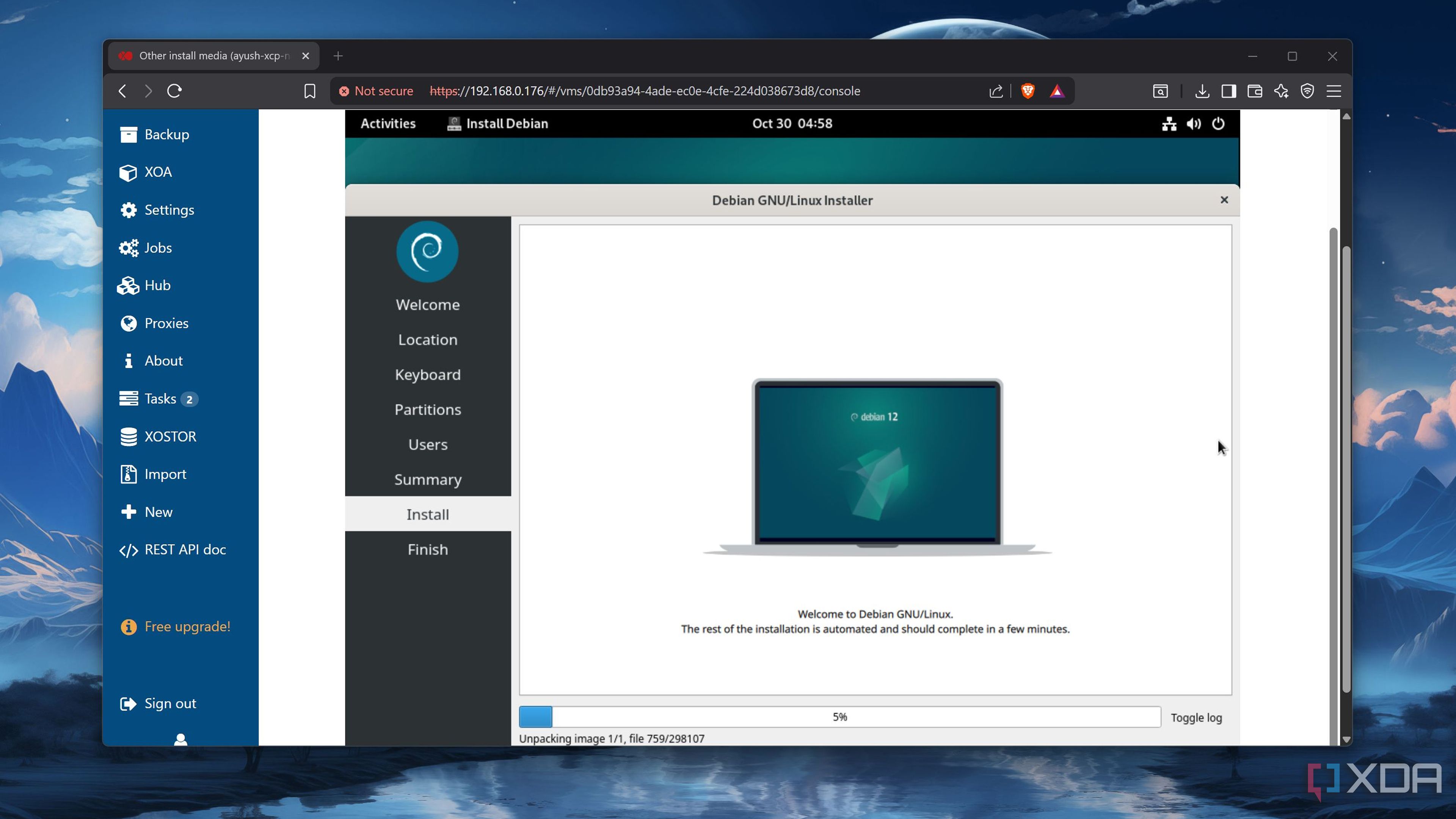 Installing Debian on XCP-ng via XOA