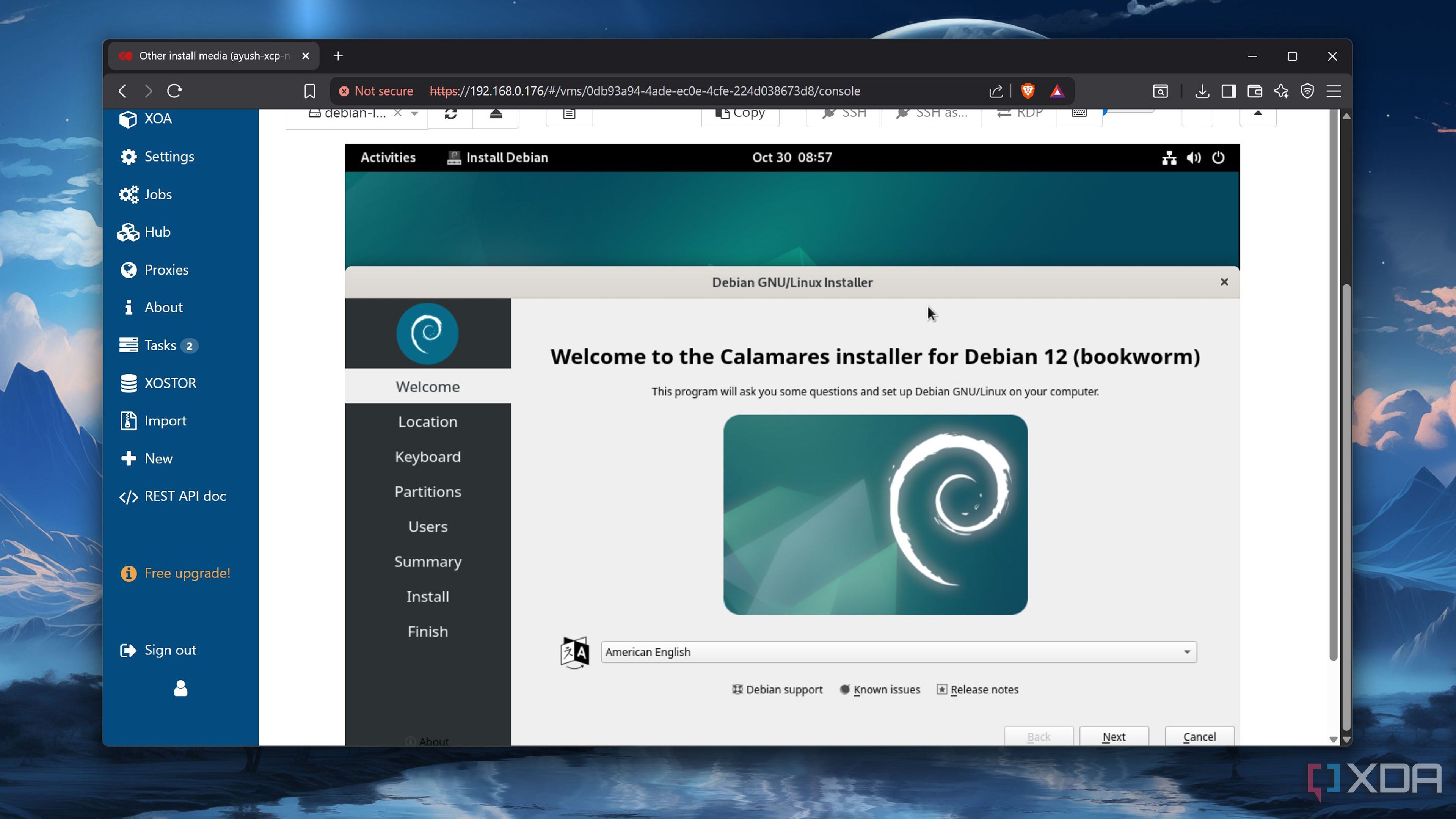Installing Debian on XCP-ng via XOA