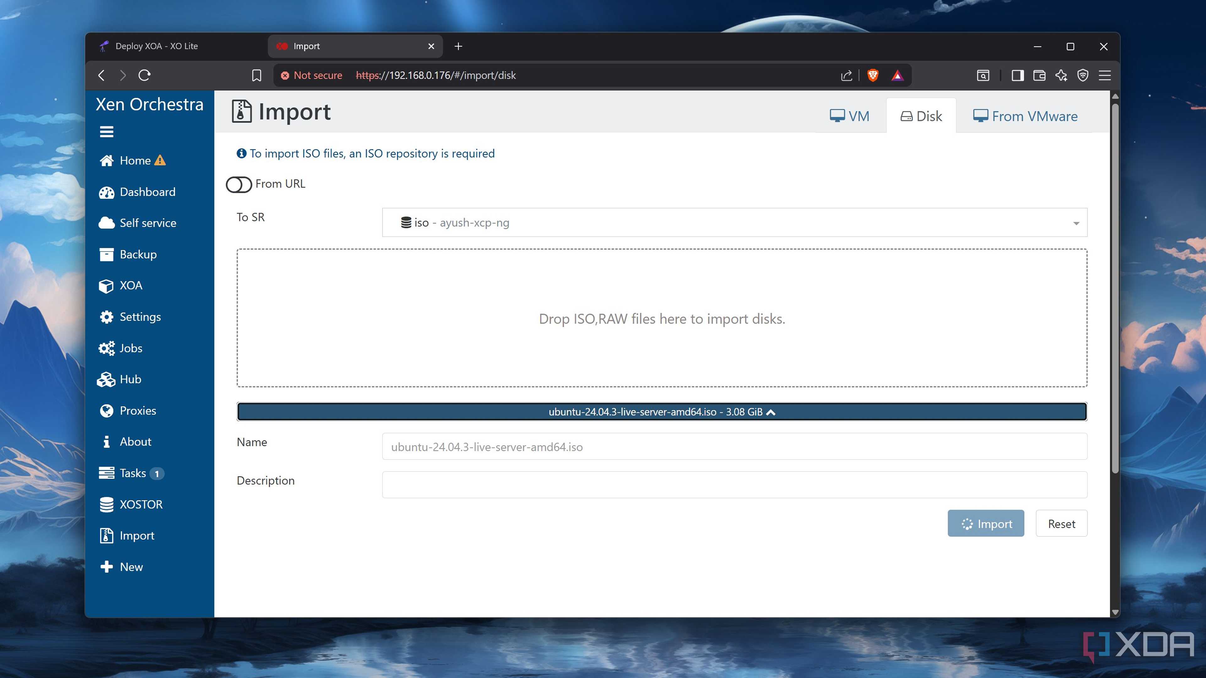 Importing disks onto XCP-ng