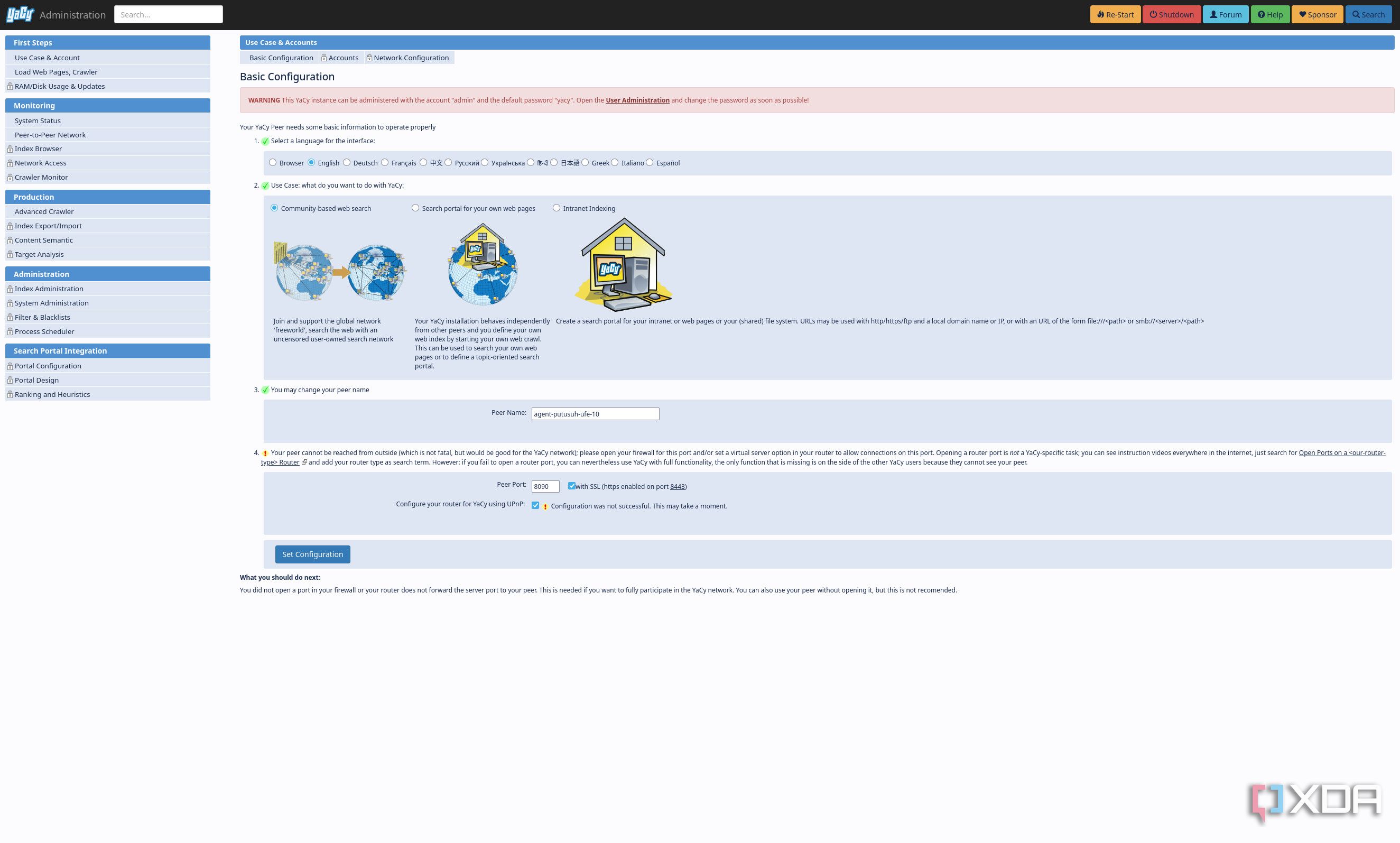 Self-host your own search engine with YaCy and Docker