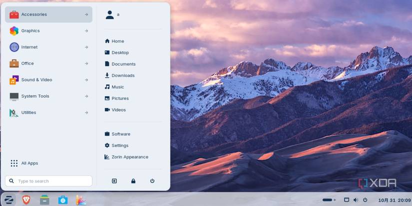 screenshot of zorin os app launcher