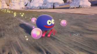 Gooey races down a track in Kirby Air Riders