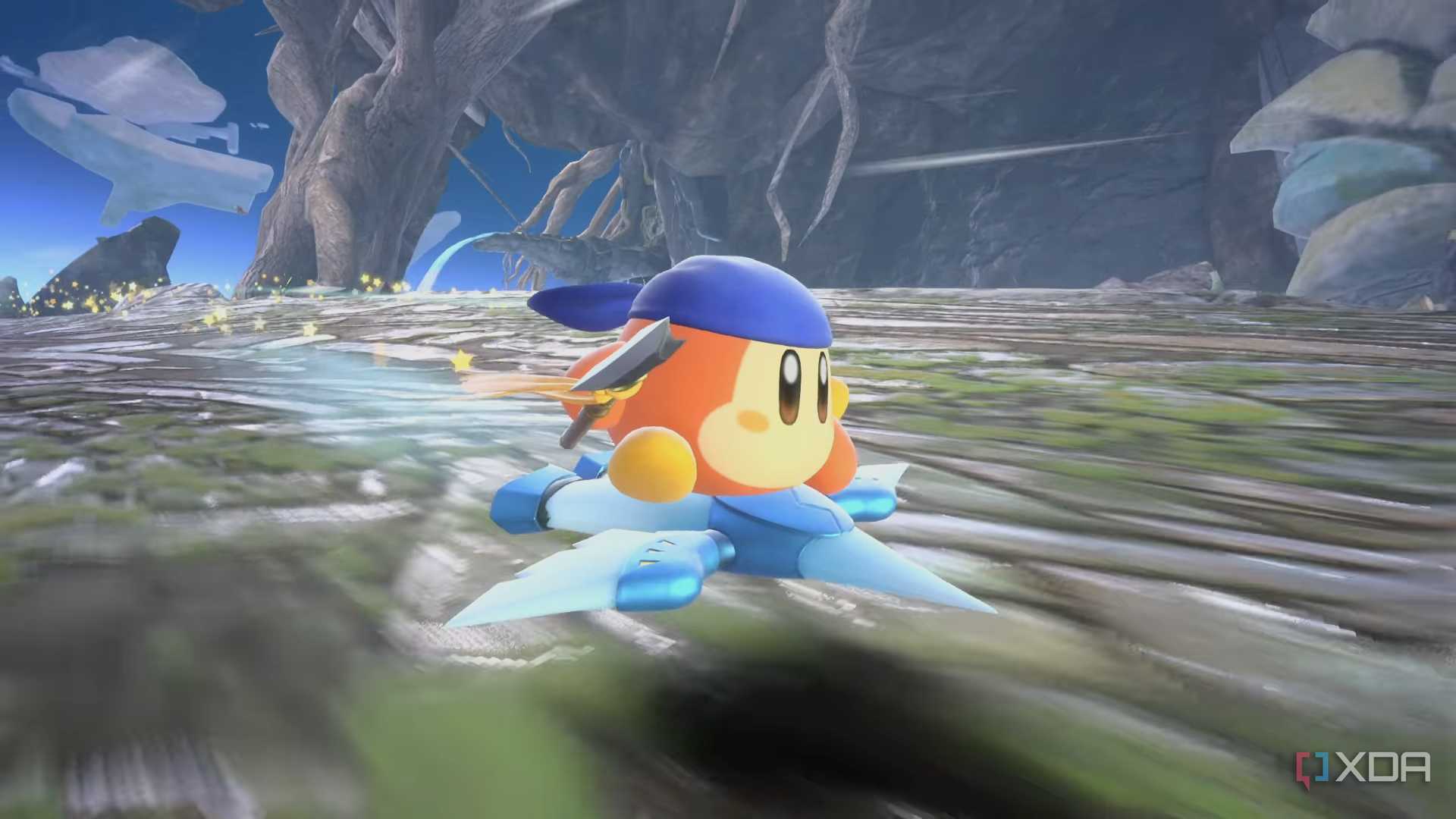 Bandana Waddle Dee rides in Kirby Air Riders