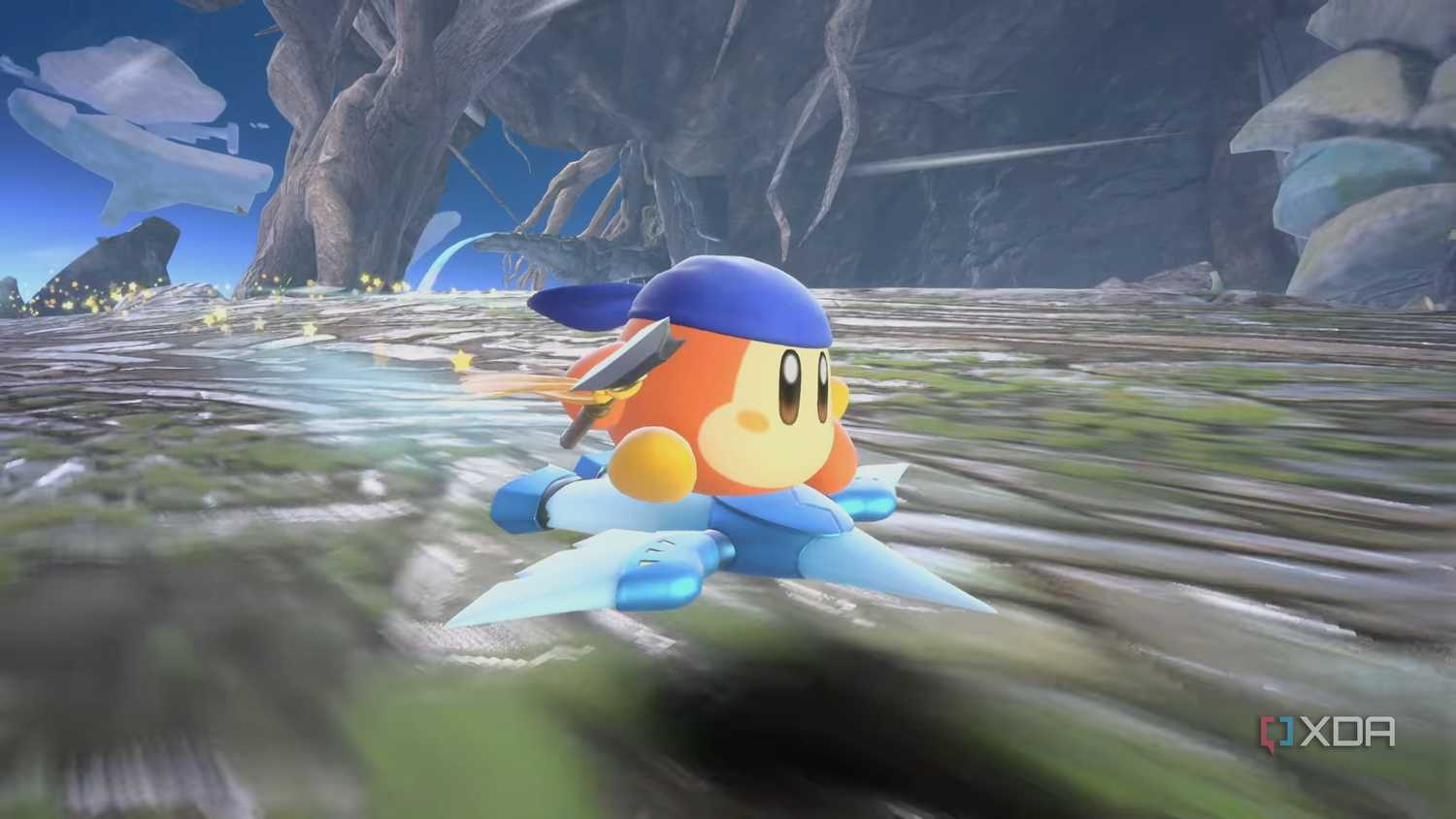 Bandana Waddle Dee rides in Kirby Air Riders
