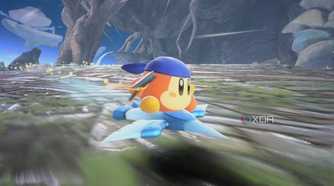 Bandana Waddle Dee rides in Kirby Air Riders