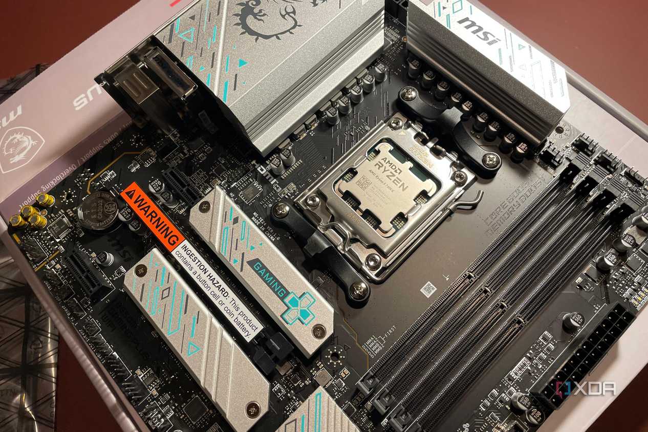An image of an MSI motherboard with an AMD Ryzen 7600X3D installed.