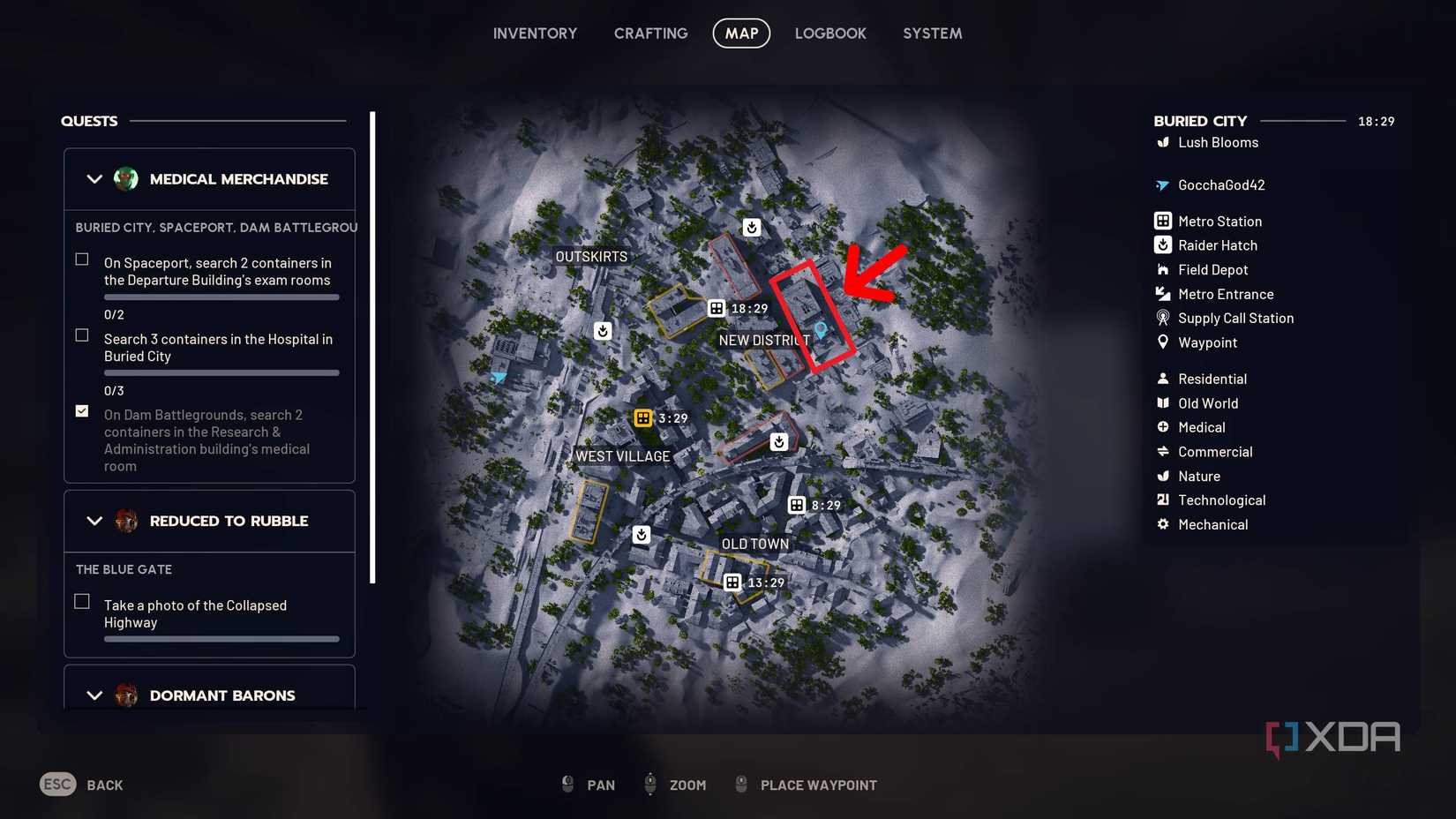 A marked building in the Buried City map in Arc Raiders.