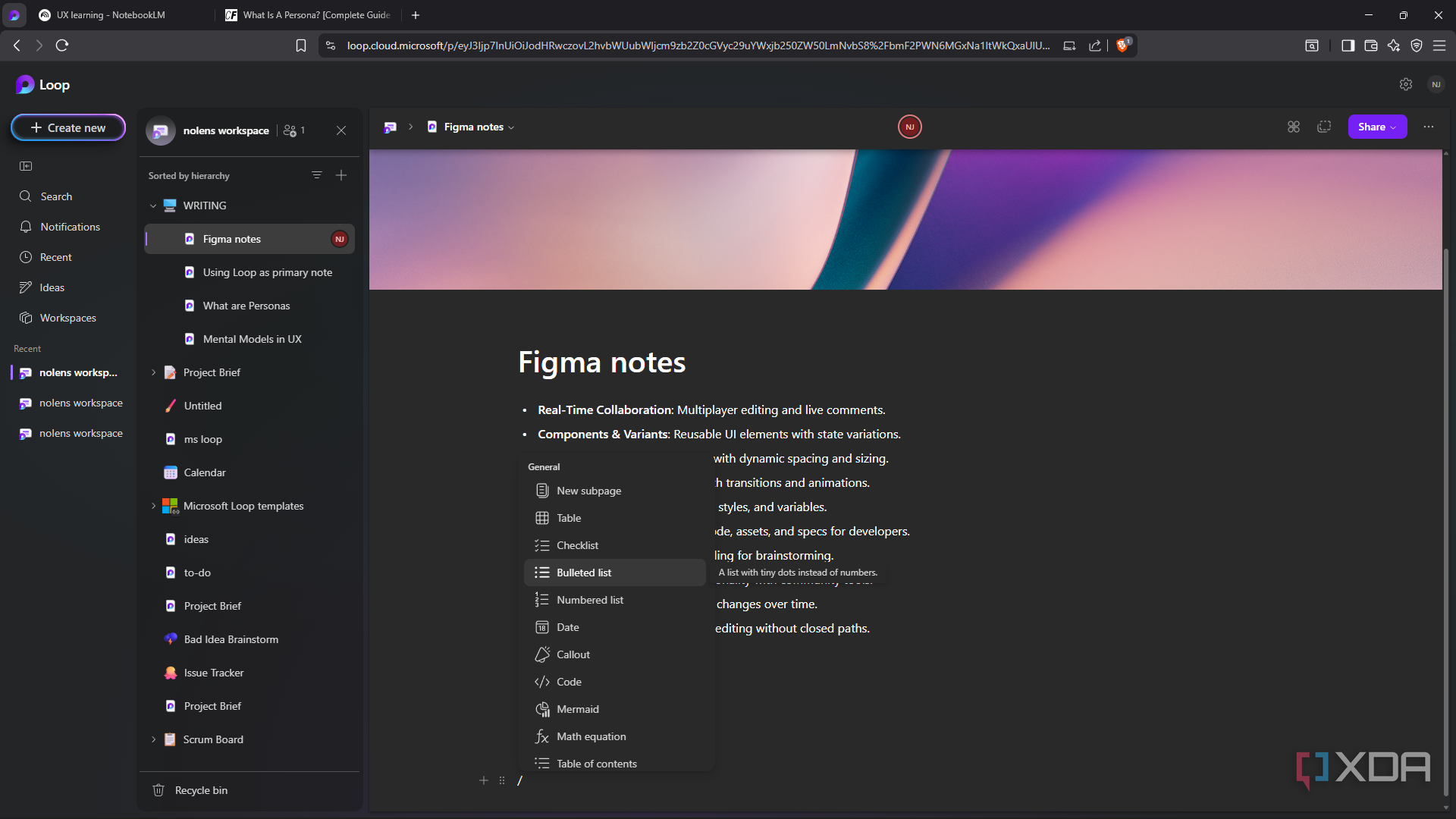 I started using Microsoft Loop as my primary note-taker