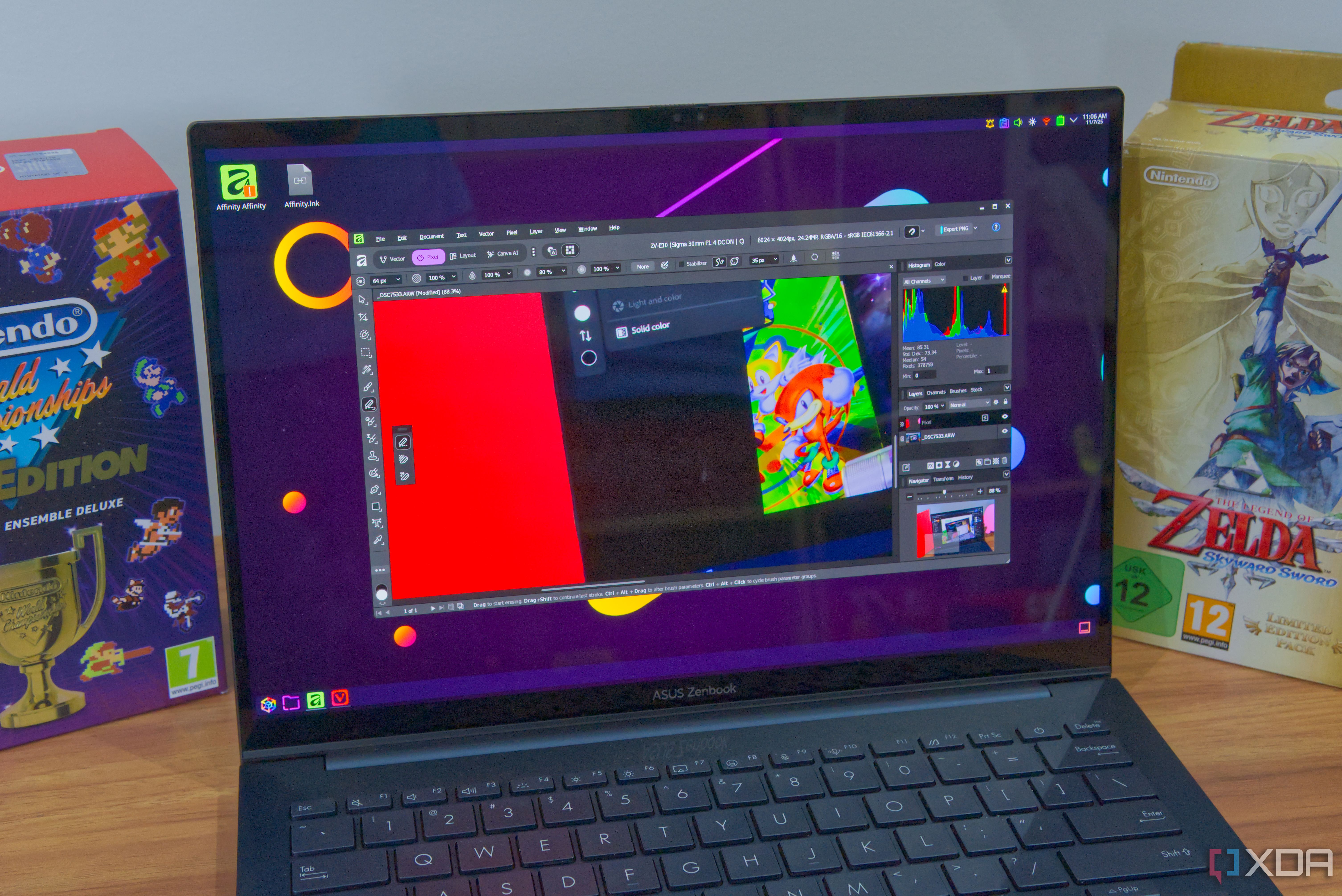Laptop running Affinity on Arch Linux