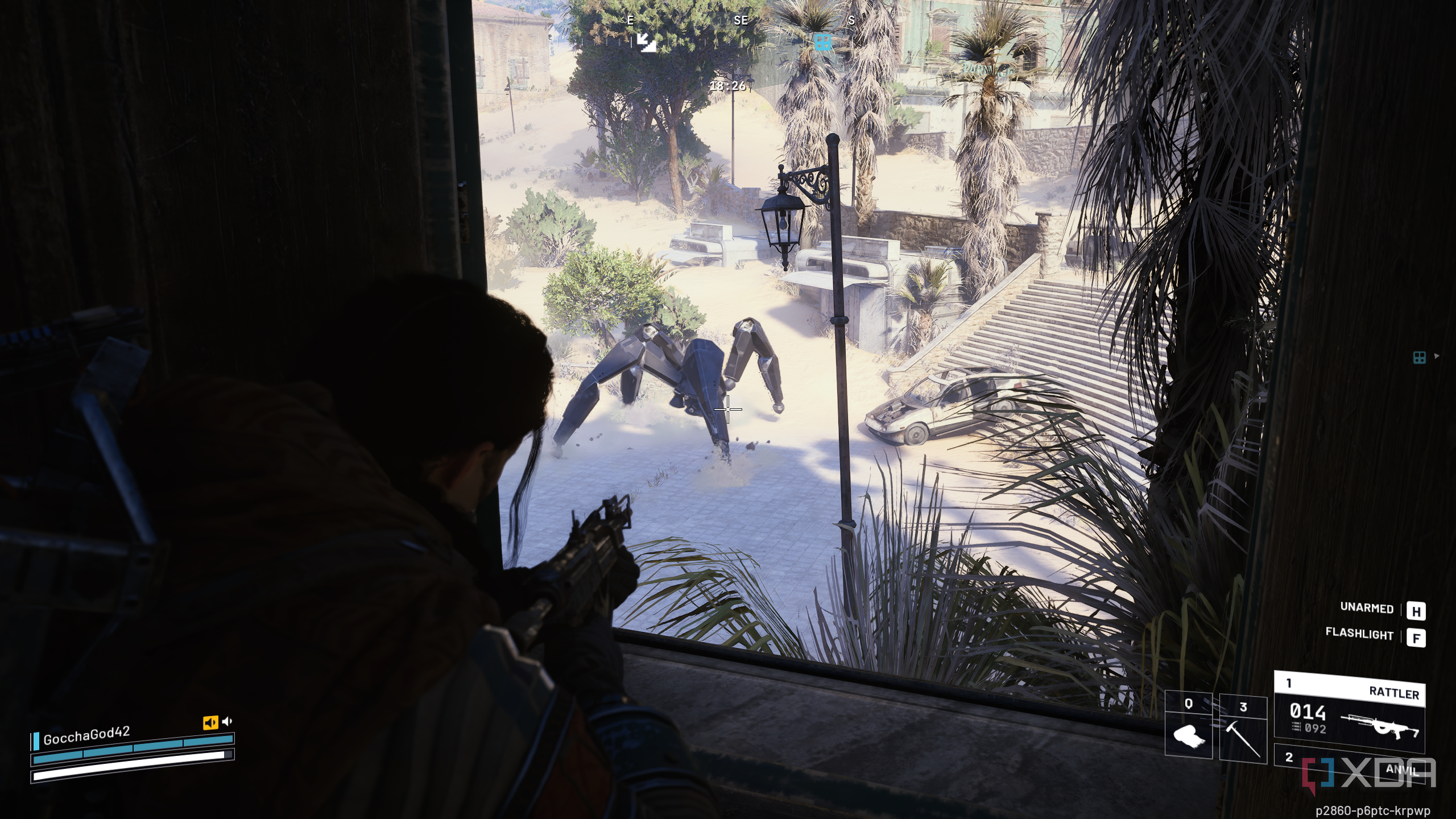 Hiding from a patrolling Leaper in Arc Raiders.