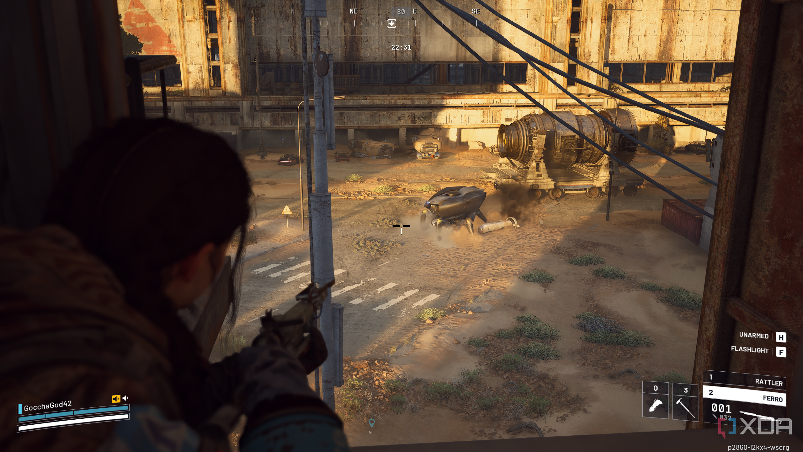 Spotting a patrolling ARC Bastion in Arc Raiders.