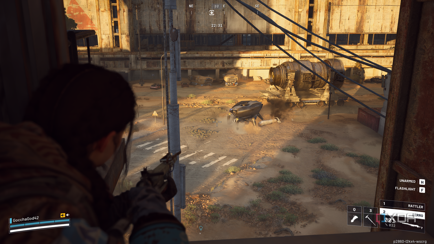 Spotting a patrolling ARC Bastion in Arc Raiders.
