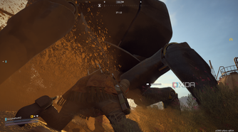 A Bastion trampling the player in Arc Raiders.