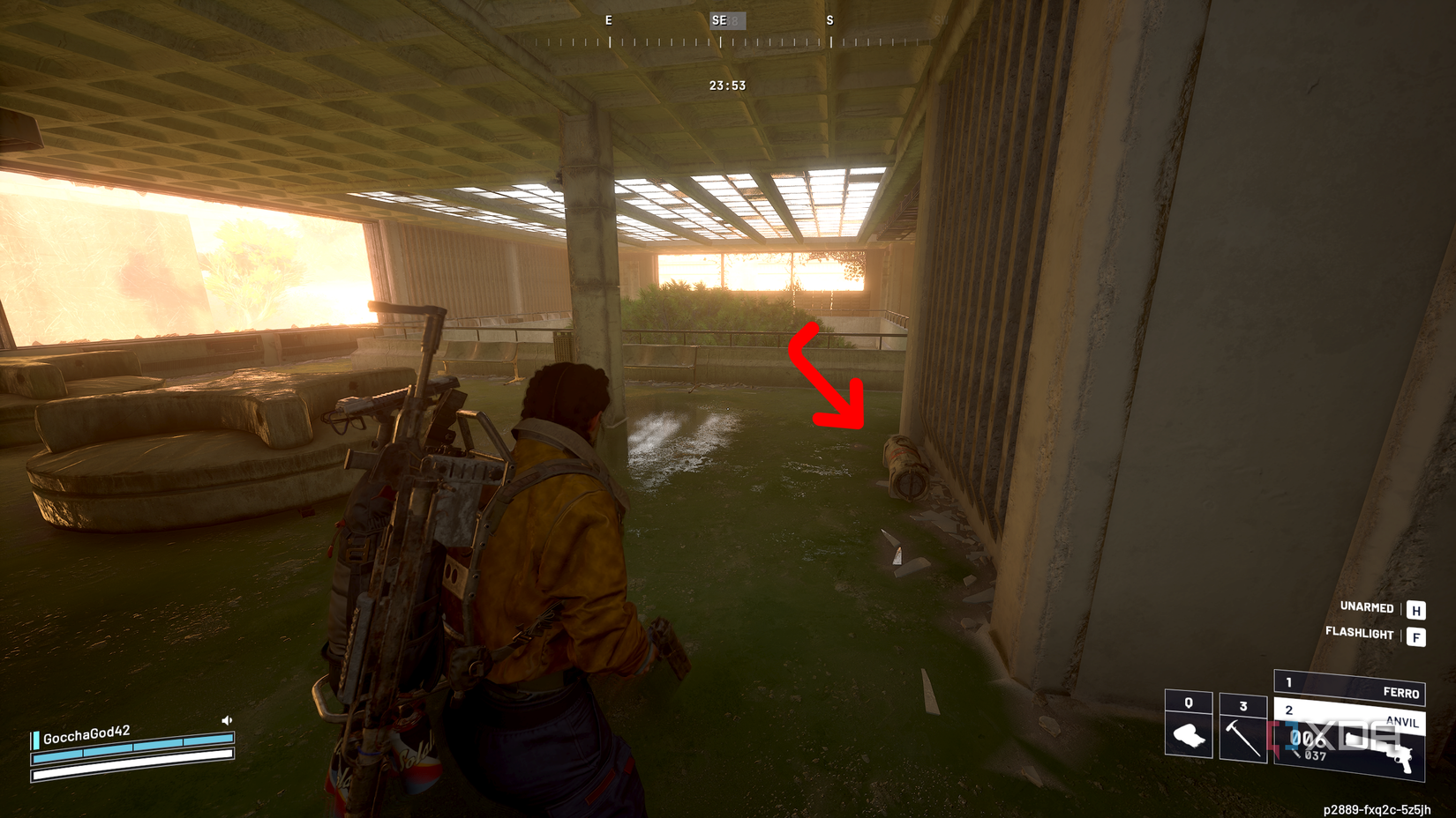 A raider bag in Arc Raiders being pointed to.