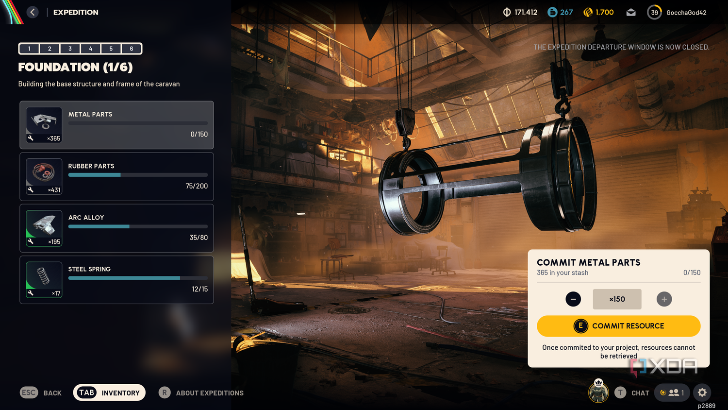 Committing crafting resources to the Expedition Project in Arc Raiders.