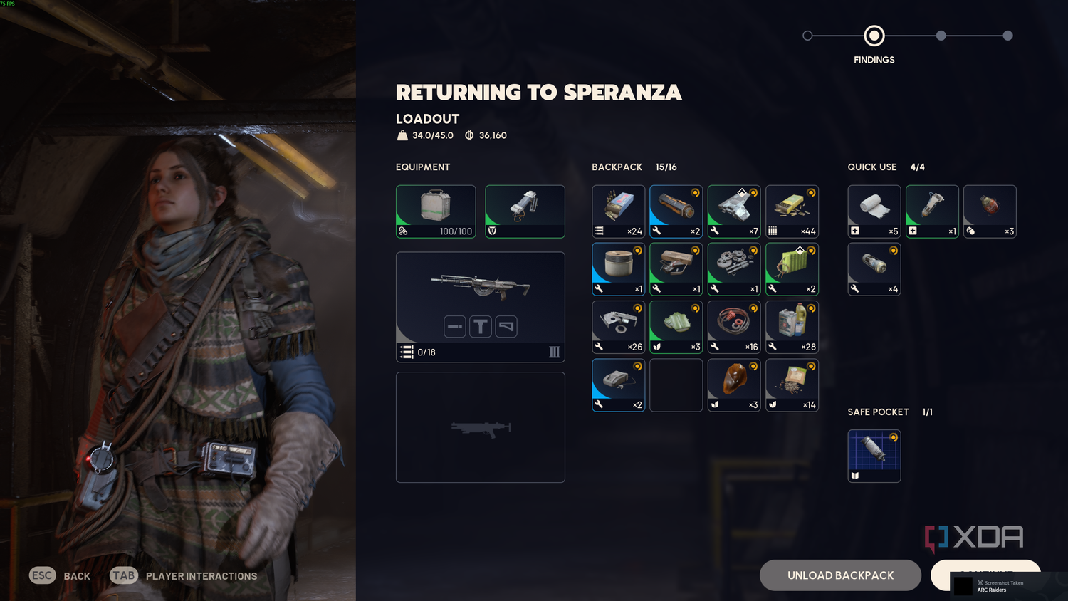 Extracting with a full inventory in Arc Raiders.