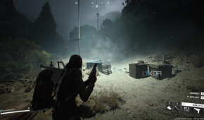 Gameplay screenshot of a night-time raid in Arc Raiders.