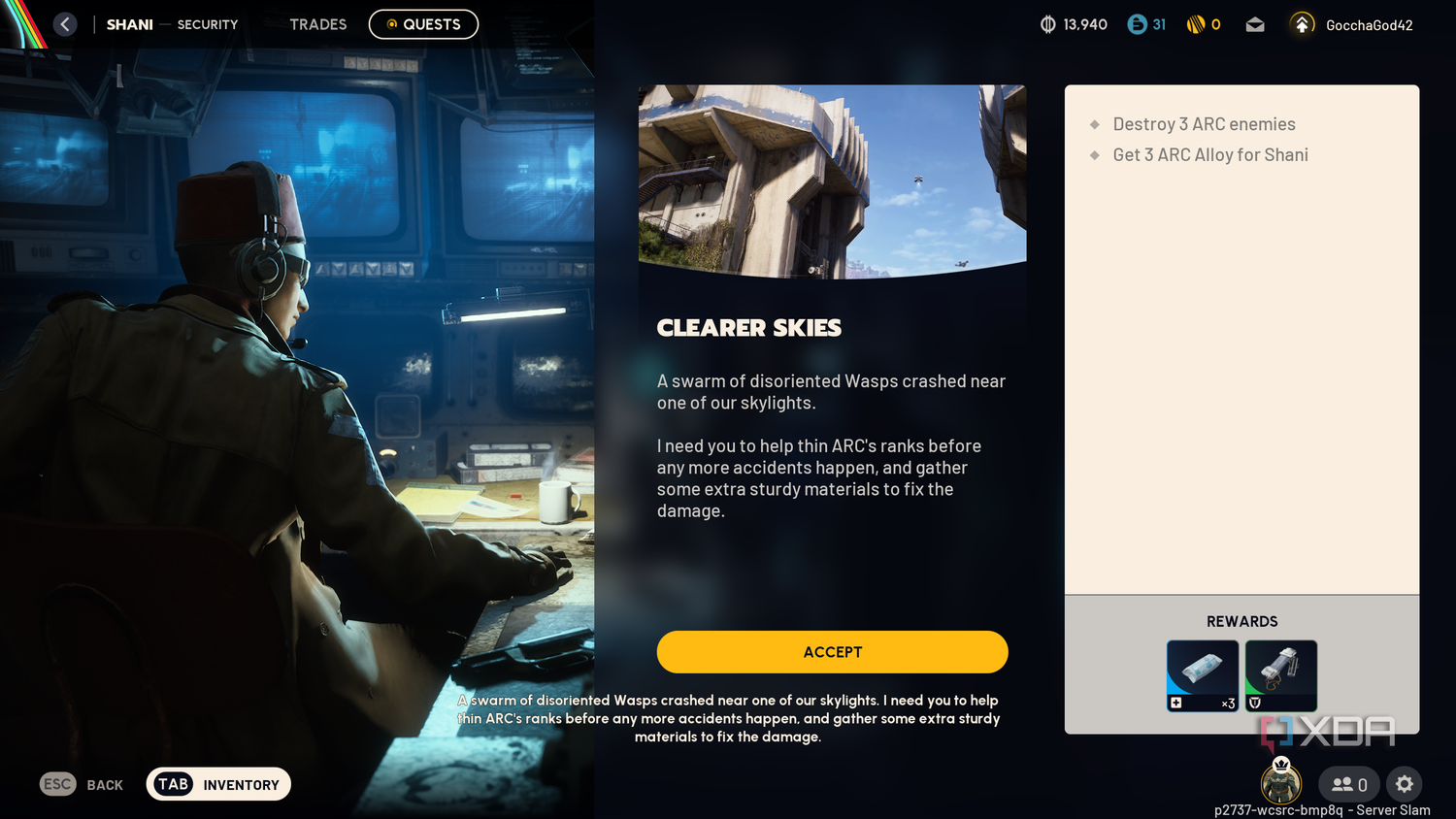 Accepting a quest in Arc Raiders.