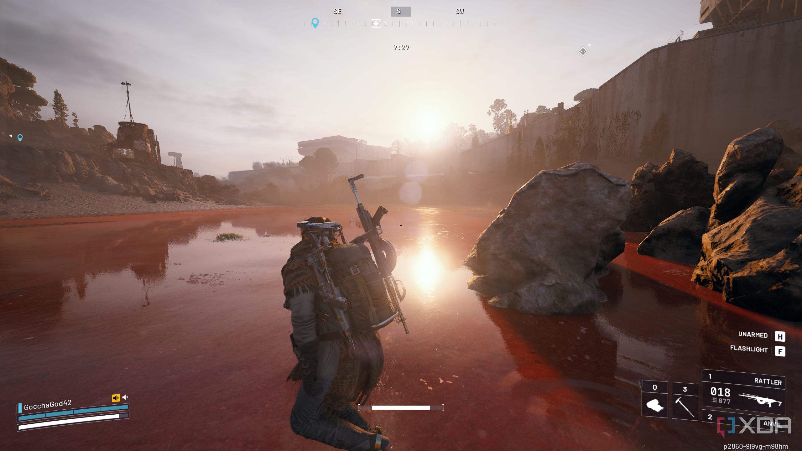Sunlight shining on the Red Lakes in Arc Raiders.