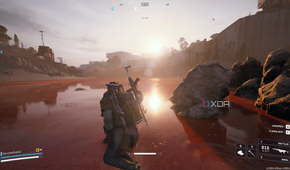 Sunlight shining on the Red Lakes in Arc Raiders.