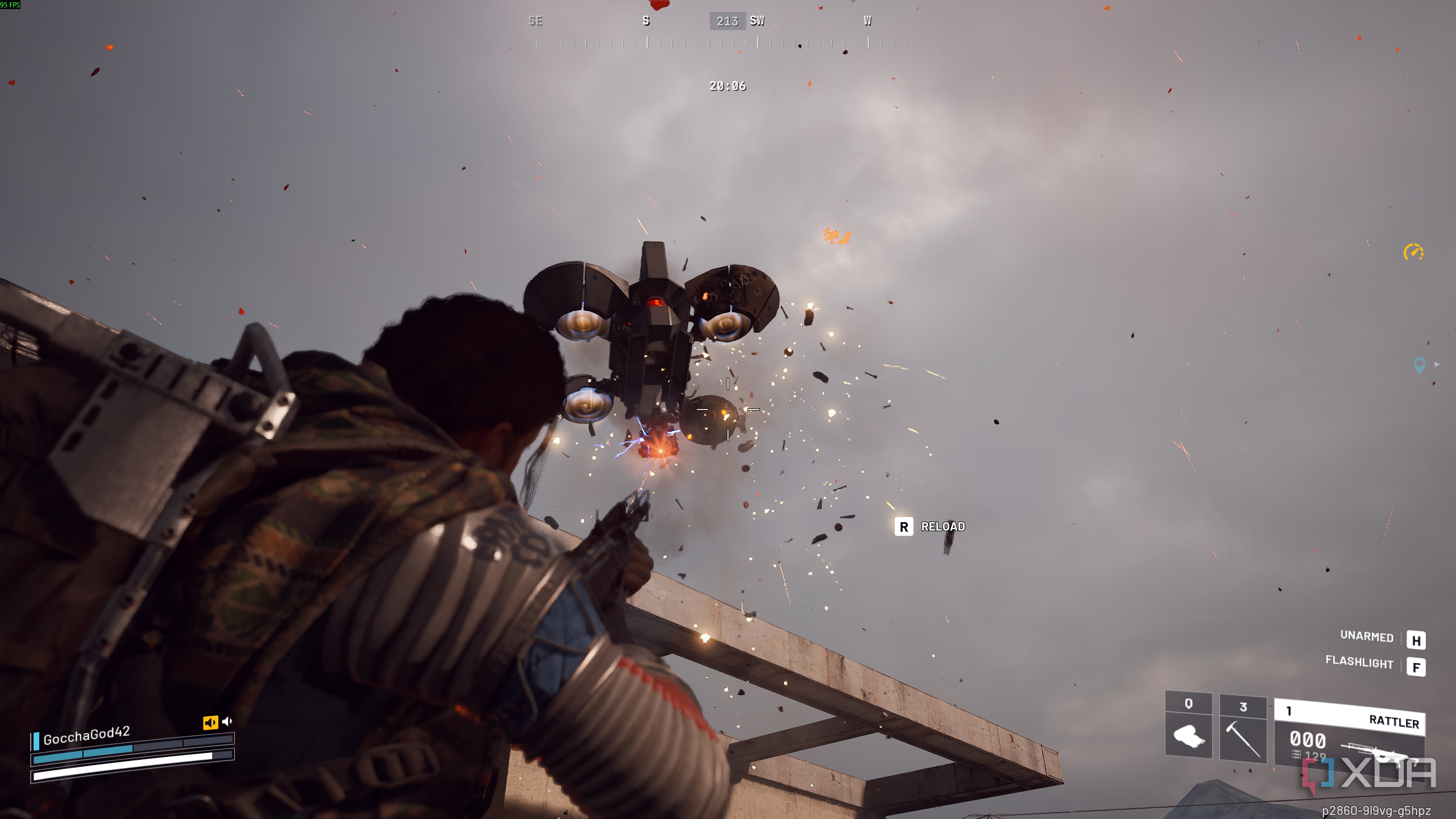 Shooting at a drone in Arc Raiders.