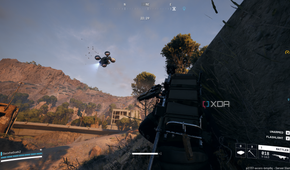 Hiding from an overhead drone in Arc Raiders.