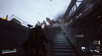 A Leaper attempting to enter a stairway shaft in Arc Raiders.