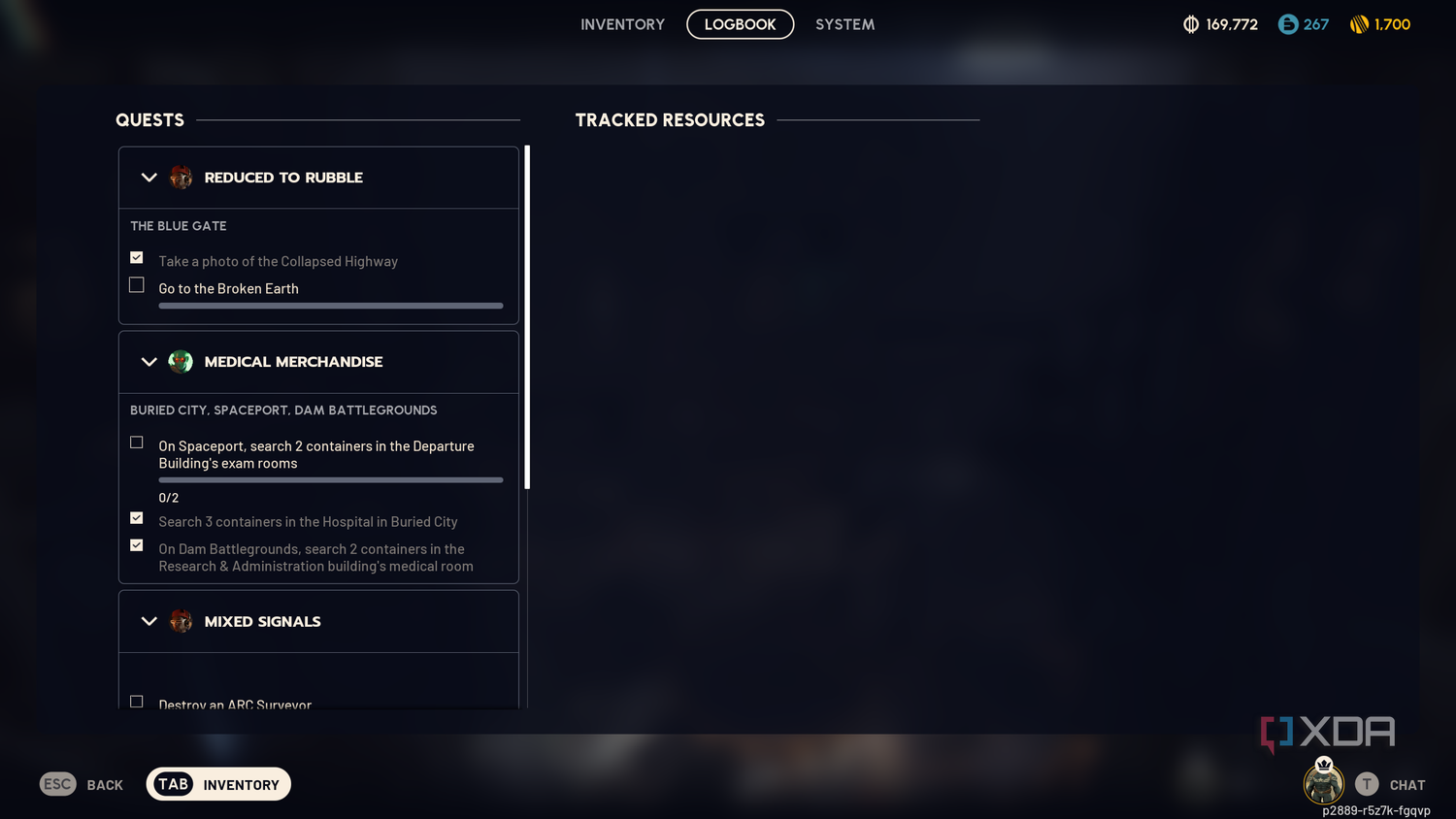 The quest logbook in Arc Raiders.
