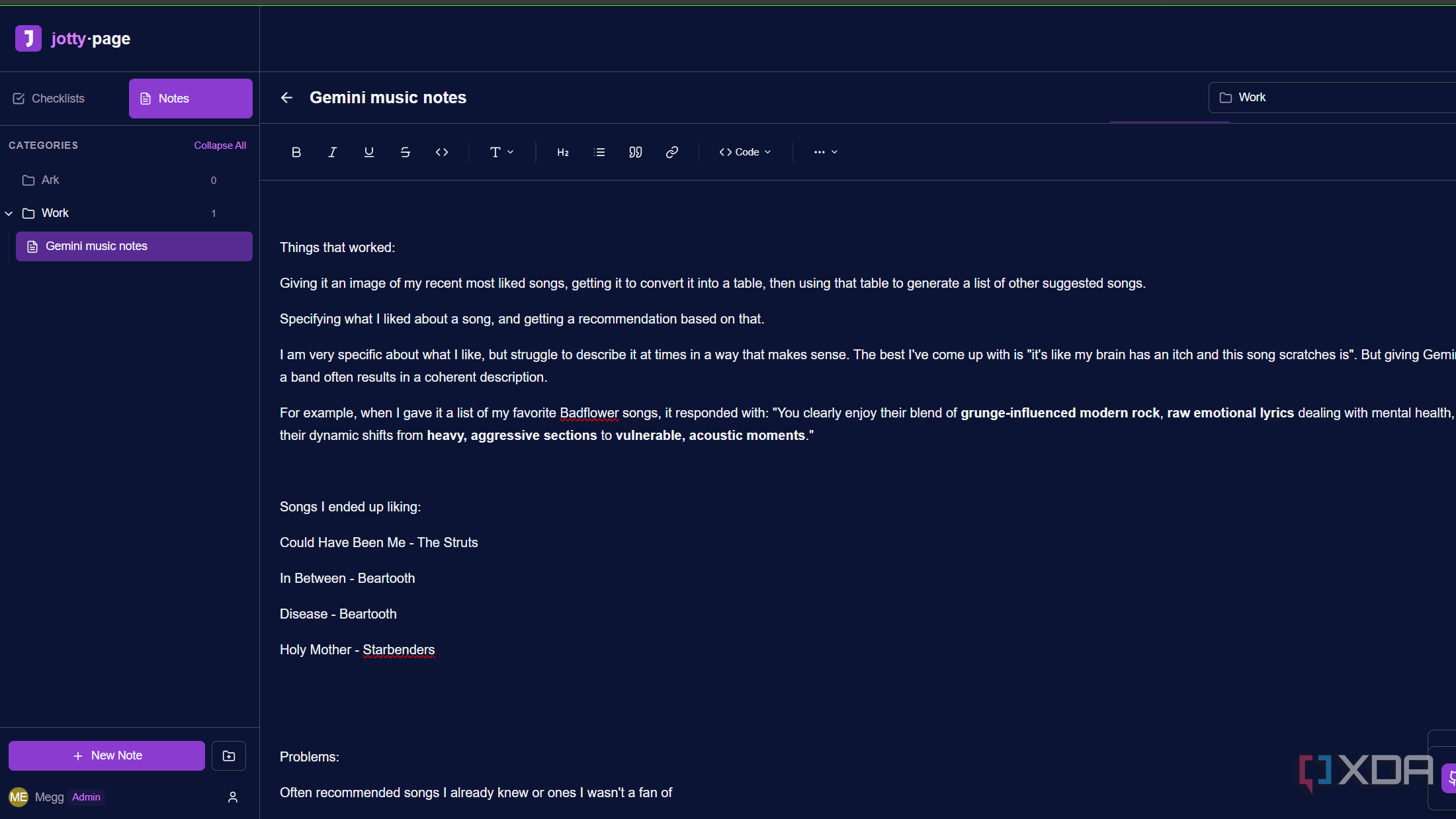 Jotsy I'm using this self-hosted app to replace Google Keep and Obsidian
