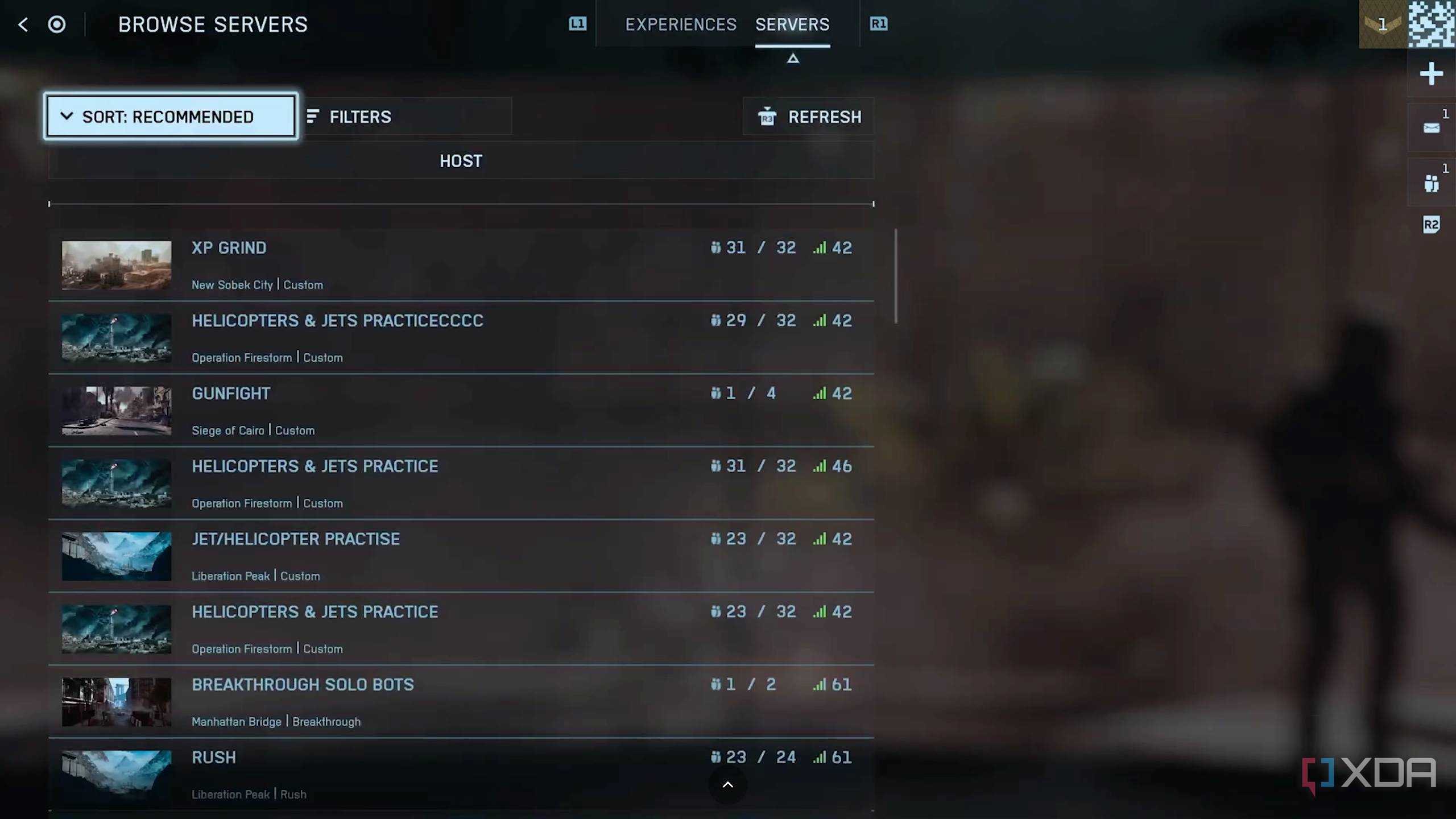 Server Browser in Battlefield 6.