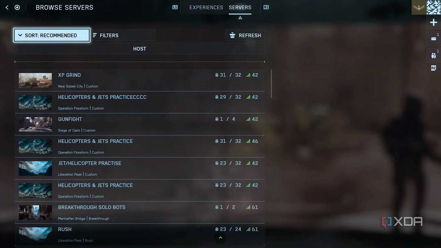 Server Browser in Battlefield 6.