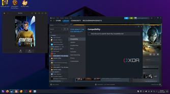 Bazzite desktop showing Steam and game icons
