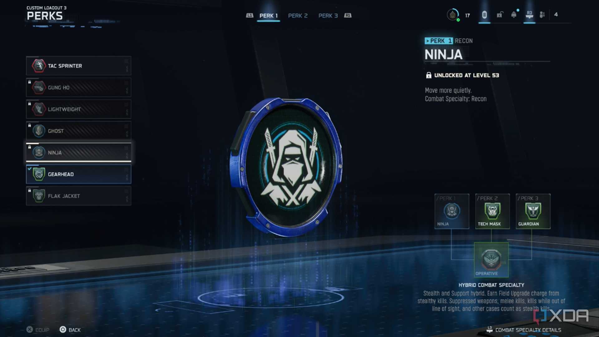 A screenshot of perks customization from Call of Duty: Black Ops 7