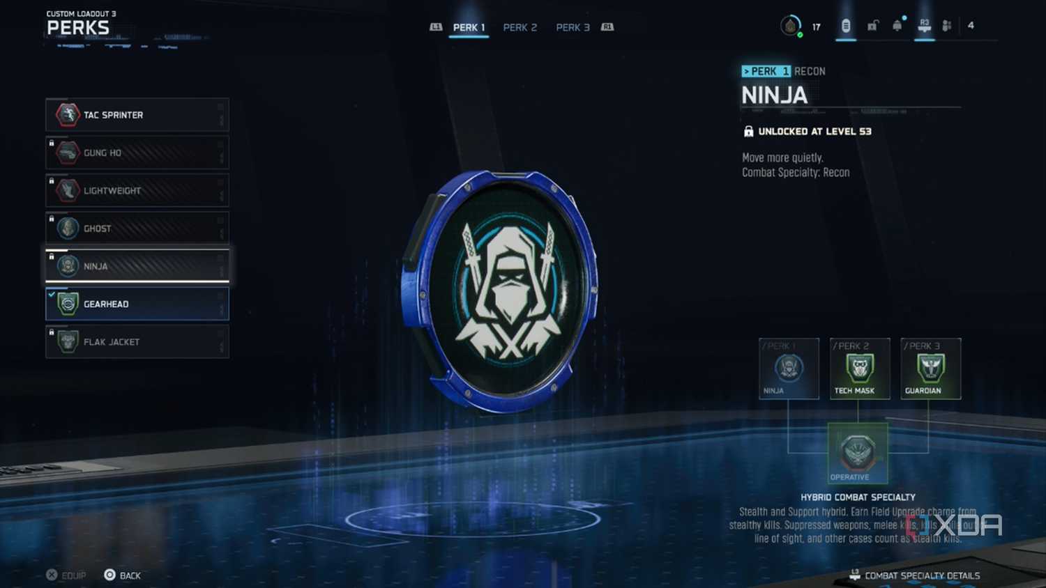 A screenshot of perks customization from Call of Duty: Black Ops 7