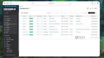 Containers list in Portainer