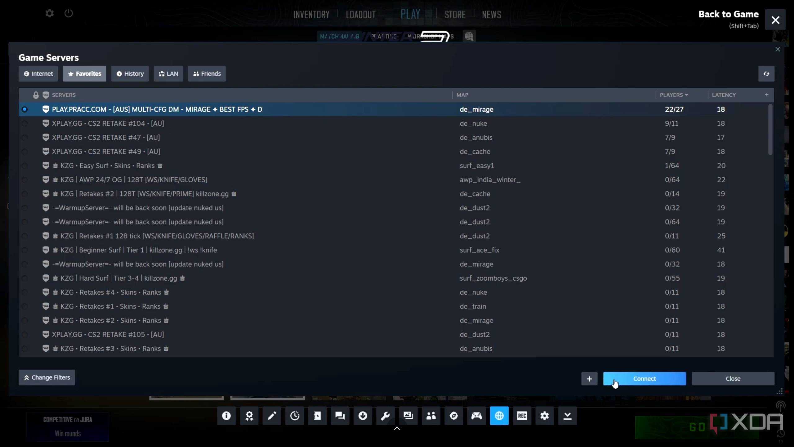 Server Browser in Counter Strike 2.