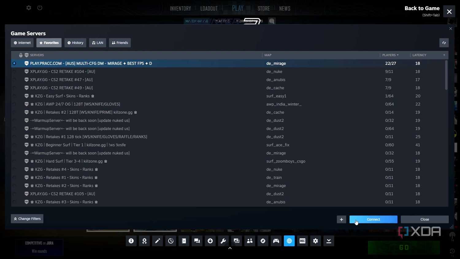 Server Browser in Counter Strike 2.