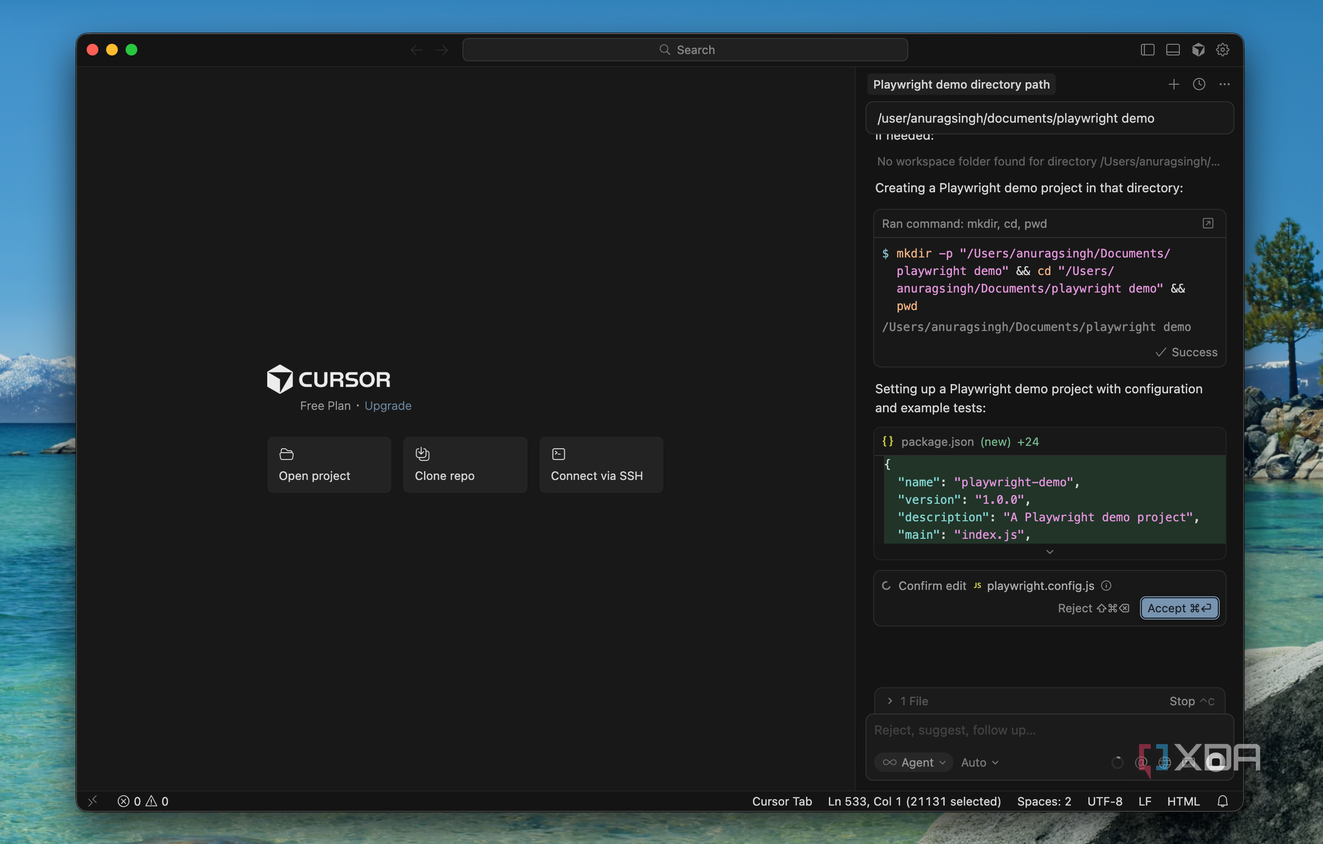 cursor homepage with agent
