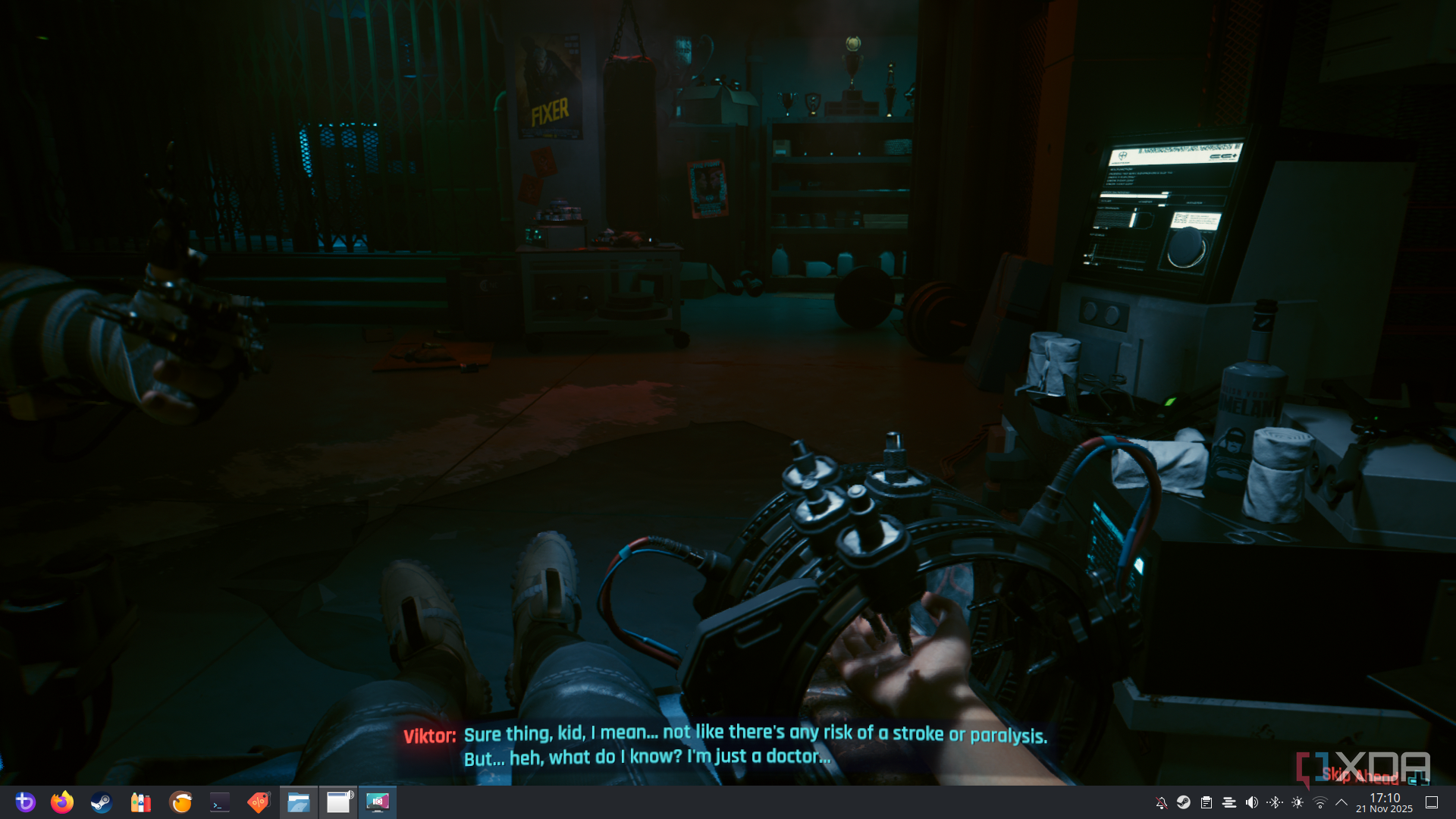 Cyberpunk 2077 gameplay on Bazzite