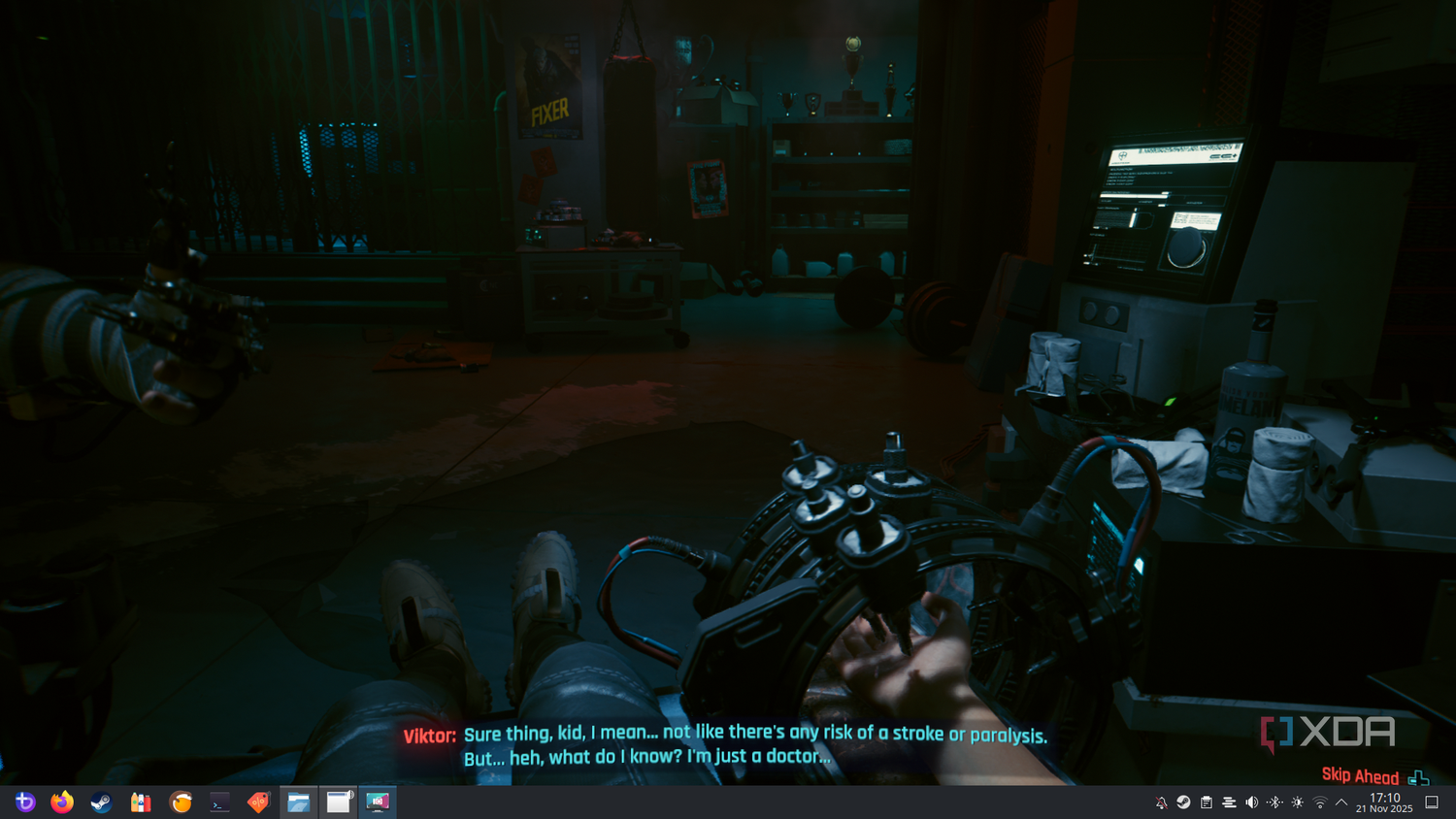 Cyberpunk 2077 gameplay on Bazzite