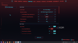 Cyberpunk 2077 graphics settings on Bazzite