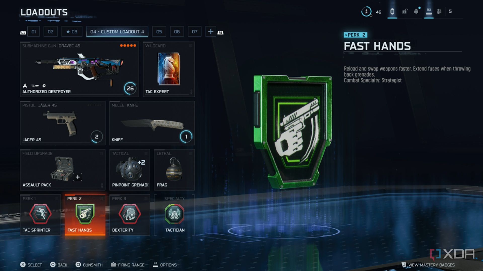 A screenshot of the custom loadout screen from Call of Duty: Black Ops 7