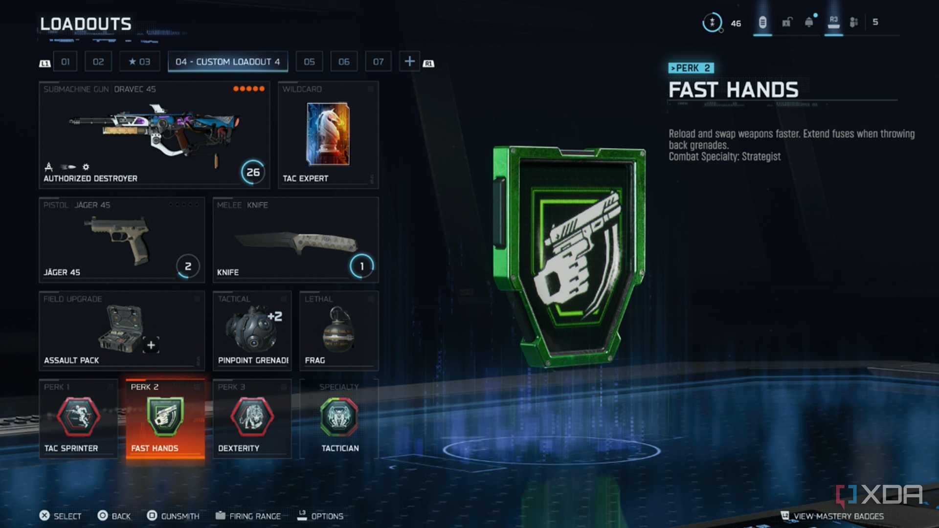 A screenshot of the custom loadout screen from Call of Duty: Black Ops 7